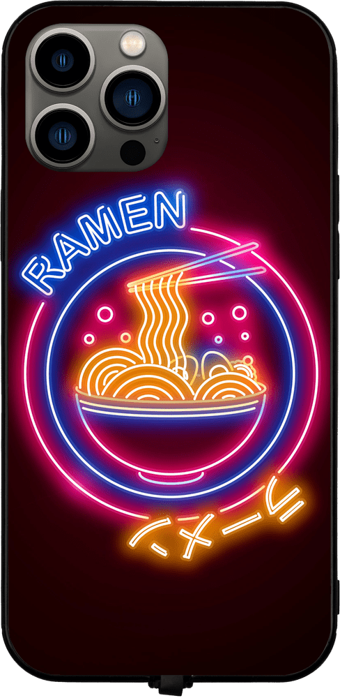 Neon Ramen Circle RGB LED Protective Phone Case for iPhone and Samsung Models - Donnie Art - V1 Tech