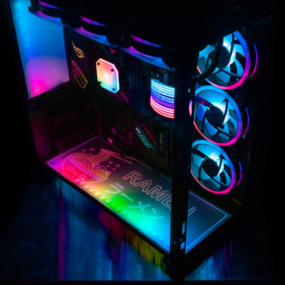 Neon Ramen Lian Li O11 Dynamic and XL Bottom Panel Plate Cover with ARGB LED Lighting - Donnie Art - V1Tech