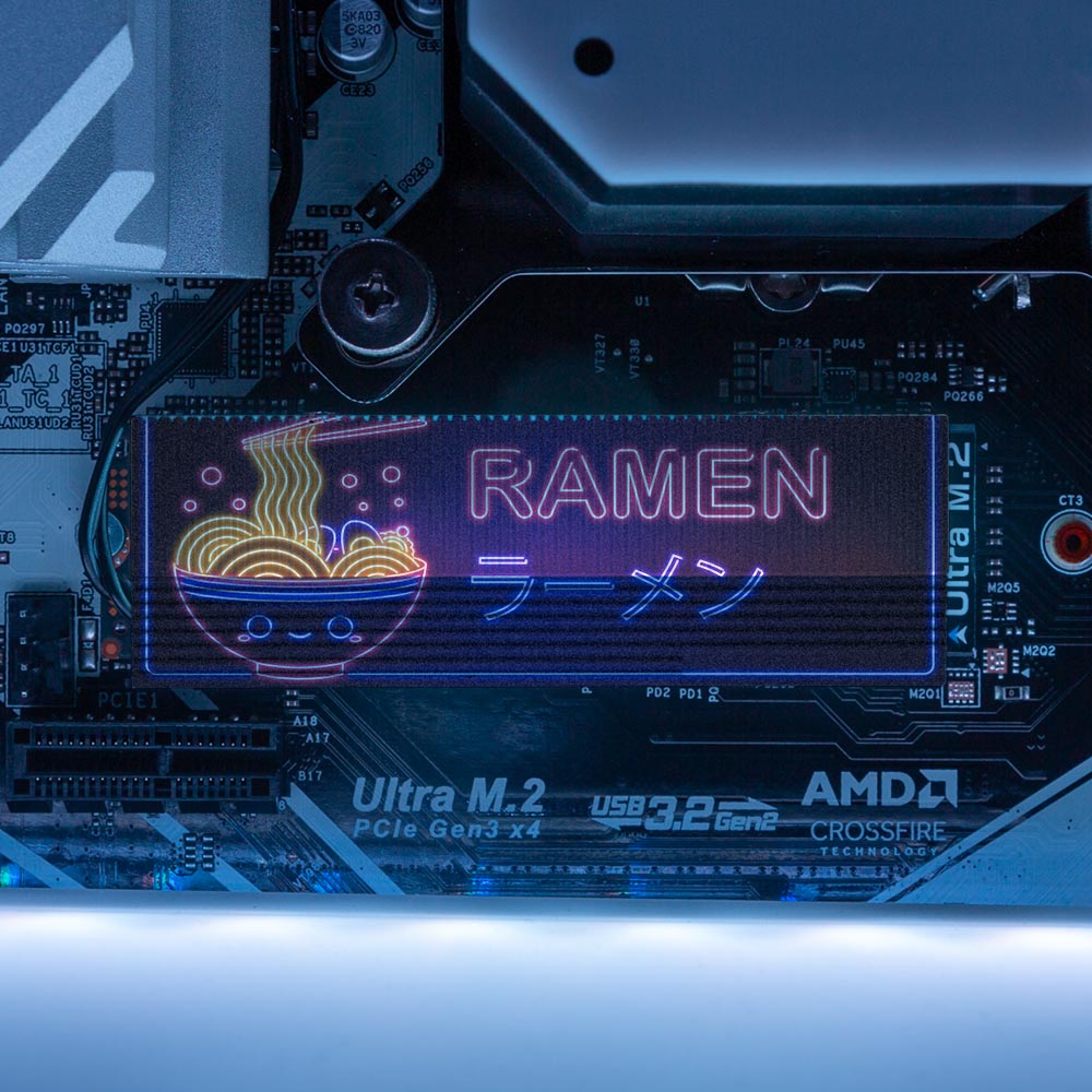 Neon Ramen M.2 Heatsink Cover with ARGB Lighting - Donnie Art - V1Tech