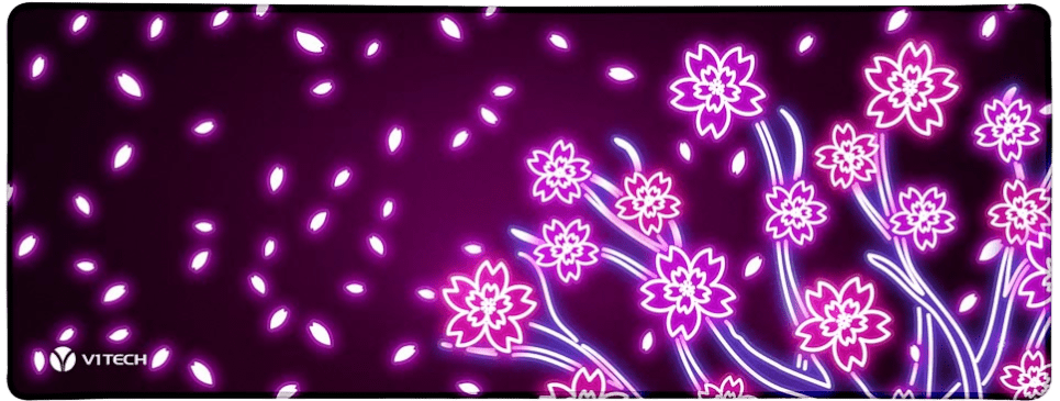 Neon Sakura Tree Large Mouse Pad - Donnie Art - V1Tech