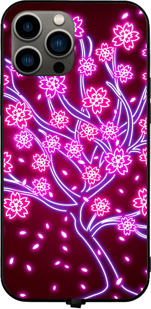 Neon Sakura Tree RGB LED Protective Phone Case for iPhone and Samsung Models - Donnie Art - V1 Tech