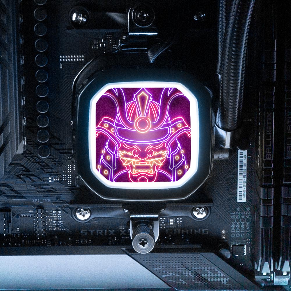 Neon Samuraii AIO Cover for Corsair RGB Hydro Platinum and Pro Series (H100i, H115i, H150i, H100X, XT, X, SE, H60) - Donnie Art - V1Tech