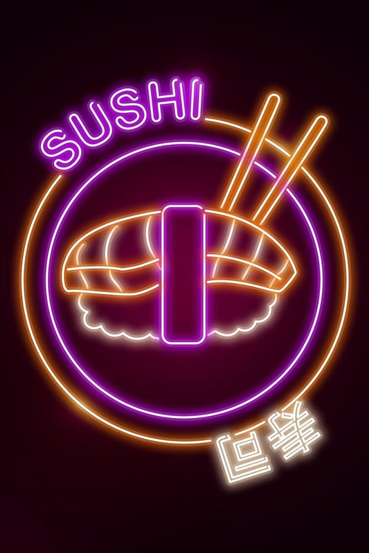Neon Sushi Circle Plexi Glass Wall Art - Donnie Art - V1Tech