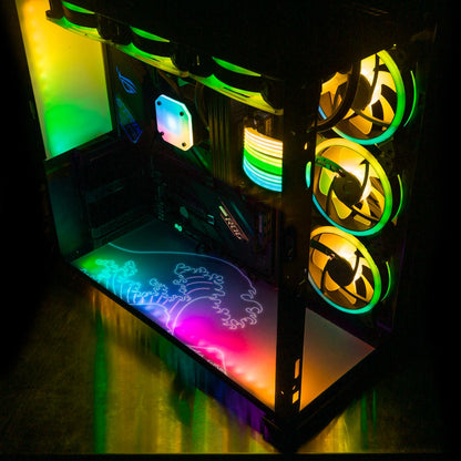 Neon Wave Li O11 Dynamic and XL Bottom Panel Plate Cover with ARGB LED Lighting - Donnie Art - V1Tech