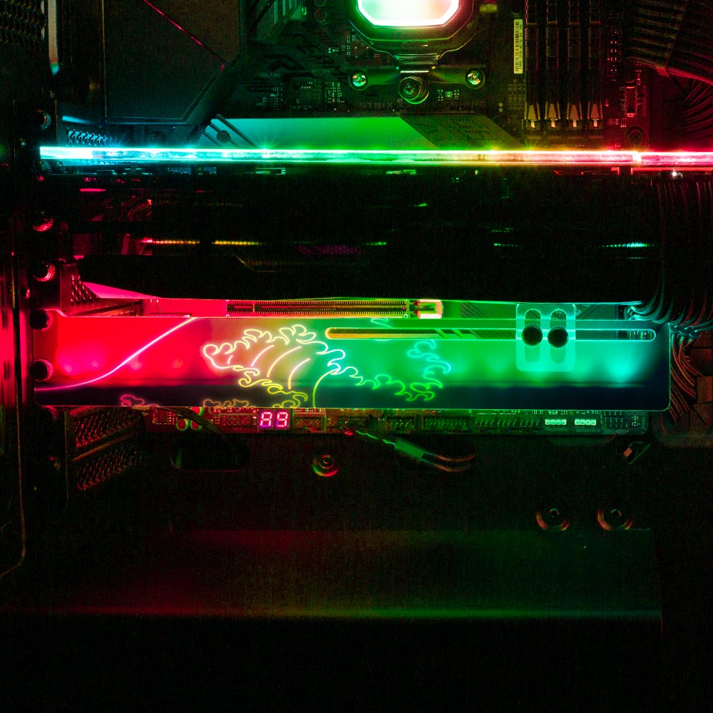 Neon Wave RGB GPU Support Bracket - Donnie Art - V1Tech