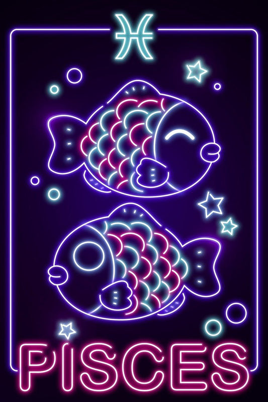 Neon Zodiac Kawaii Pisces Plexi Glass Wall Art - Donnie Art - V1Tech