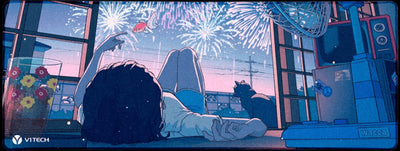 Nostalgic Summer Fireworks Large Mouse Pad