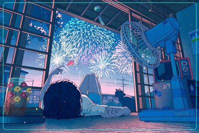 Nostalgic Summer Fireworks Plexi Glass Wall Art