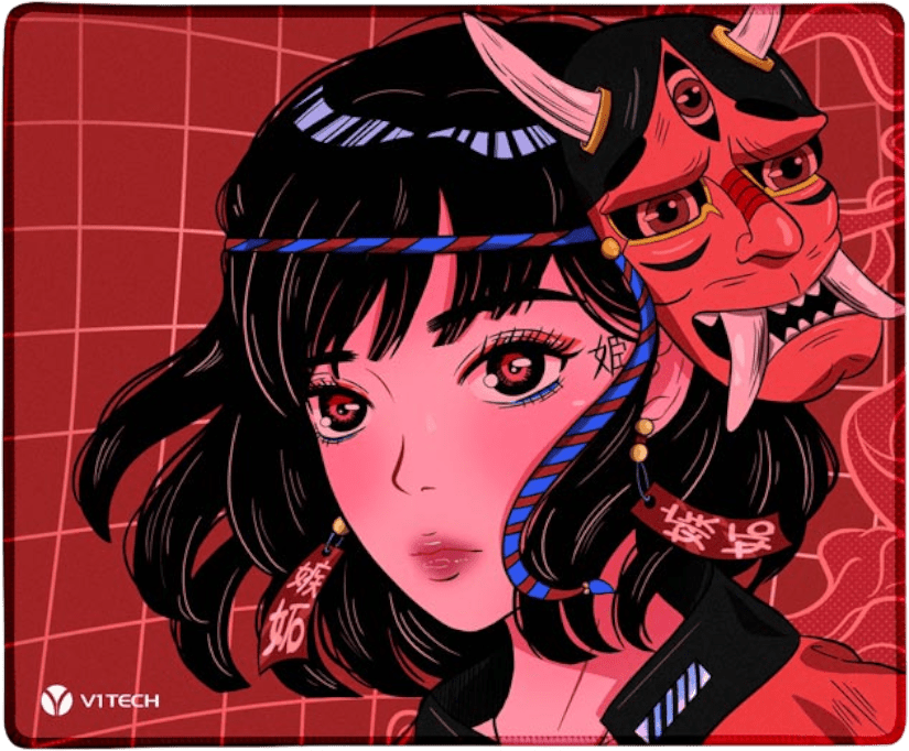 Oni Cyber Girl Medium Mouse Pad - angelscape - V1Tech