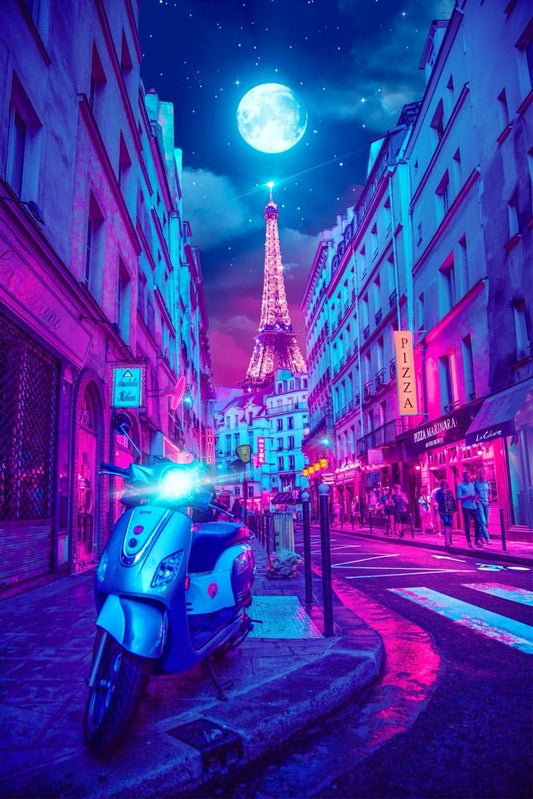 Paris on a Scooter Plexi Glass Wall Art - Andy Harbeck - V1Tech