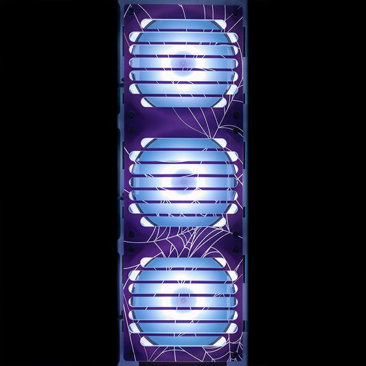 Purple Cobwebs Flow Fan Grill 360 and 420mm (3x120mm and 3x 140mm) Vertical Layout - V1Tech