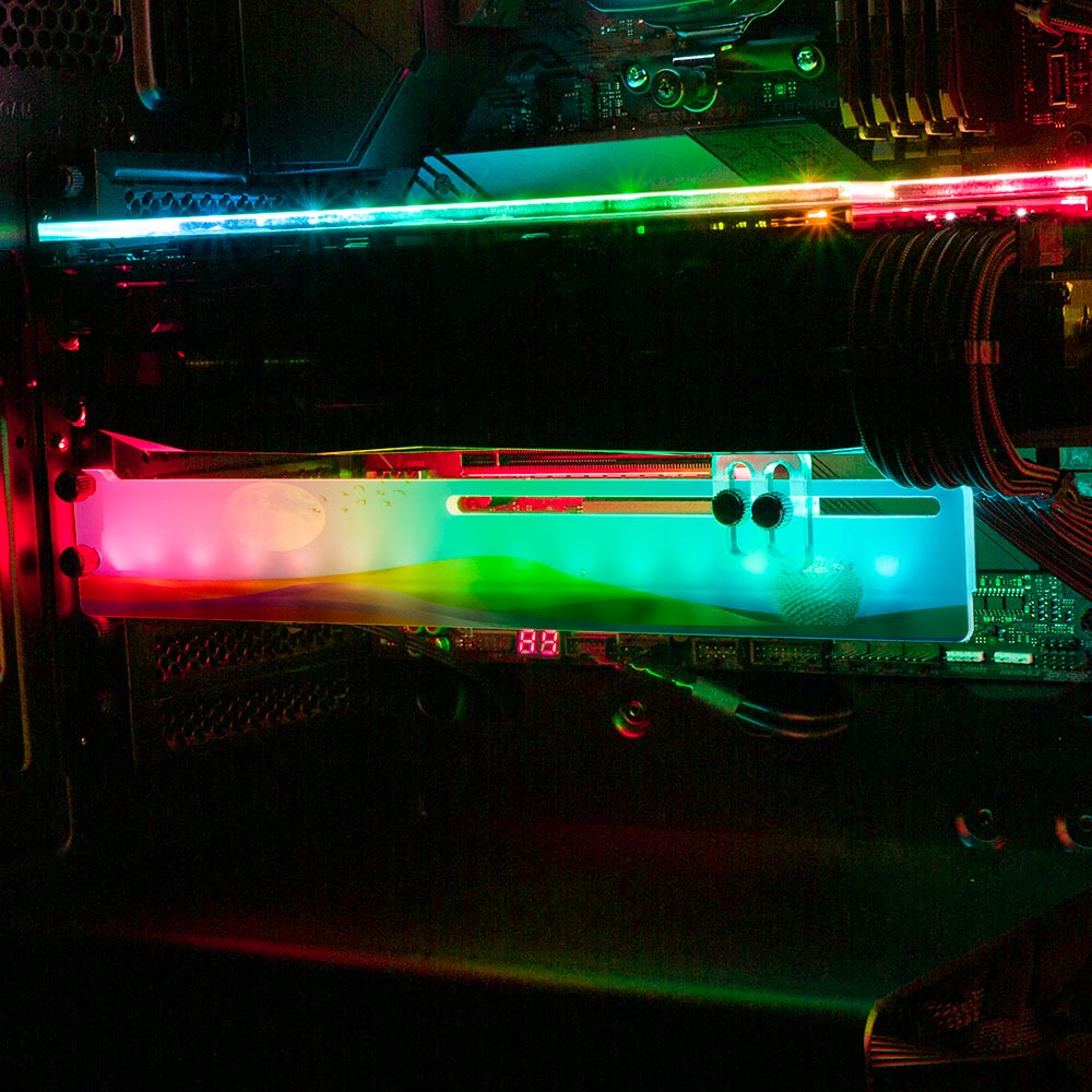 Rainbow Desert RGB GPU Support Bracket - Spectacular.way - V1Tech