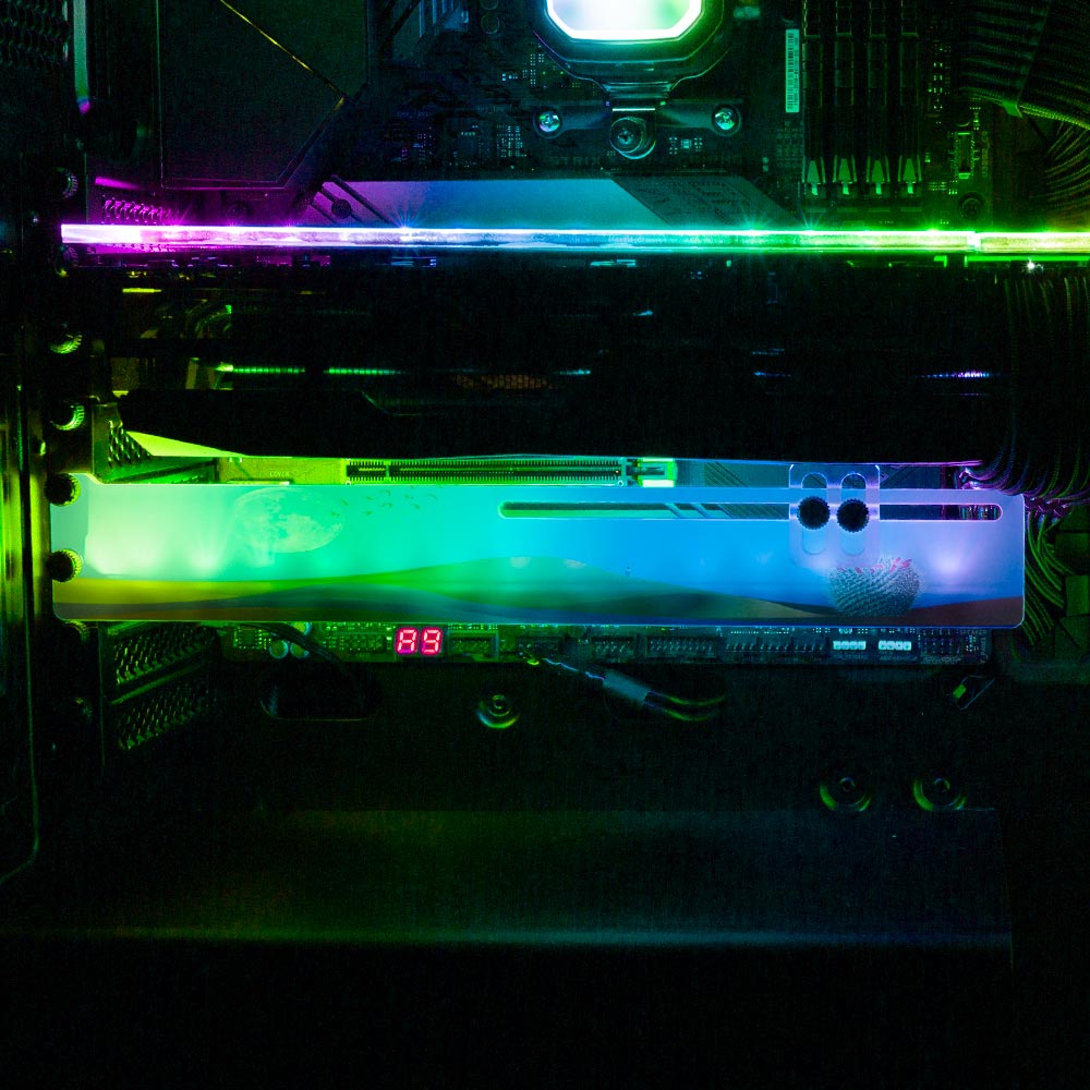 Rainbow Desert RGB GPU Support Bracket - Spectacular.way - V1Tech