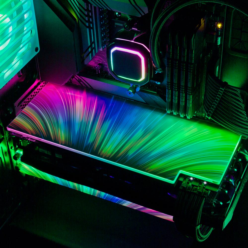 Rainbow Fountain RGB GPU Backplate - StellarFire - V1Tech