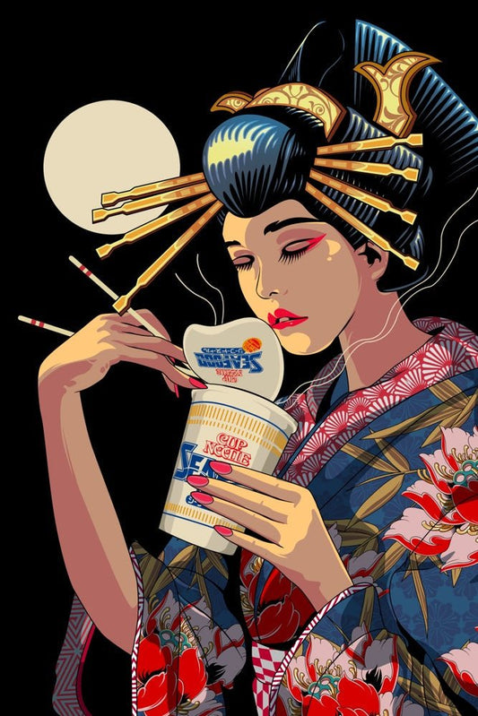 Ramen Noodle Geisha Plexi Glass Wall Art - HeyMoonly - V1Tech