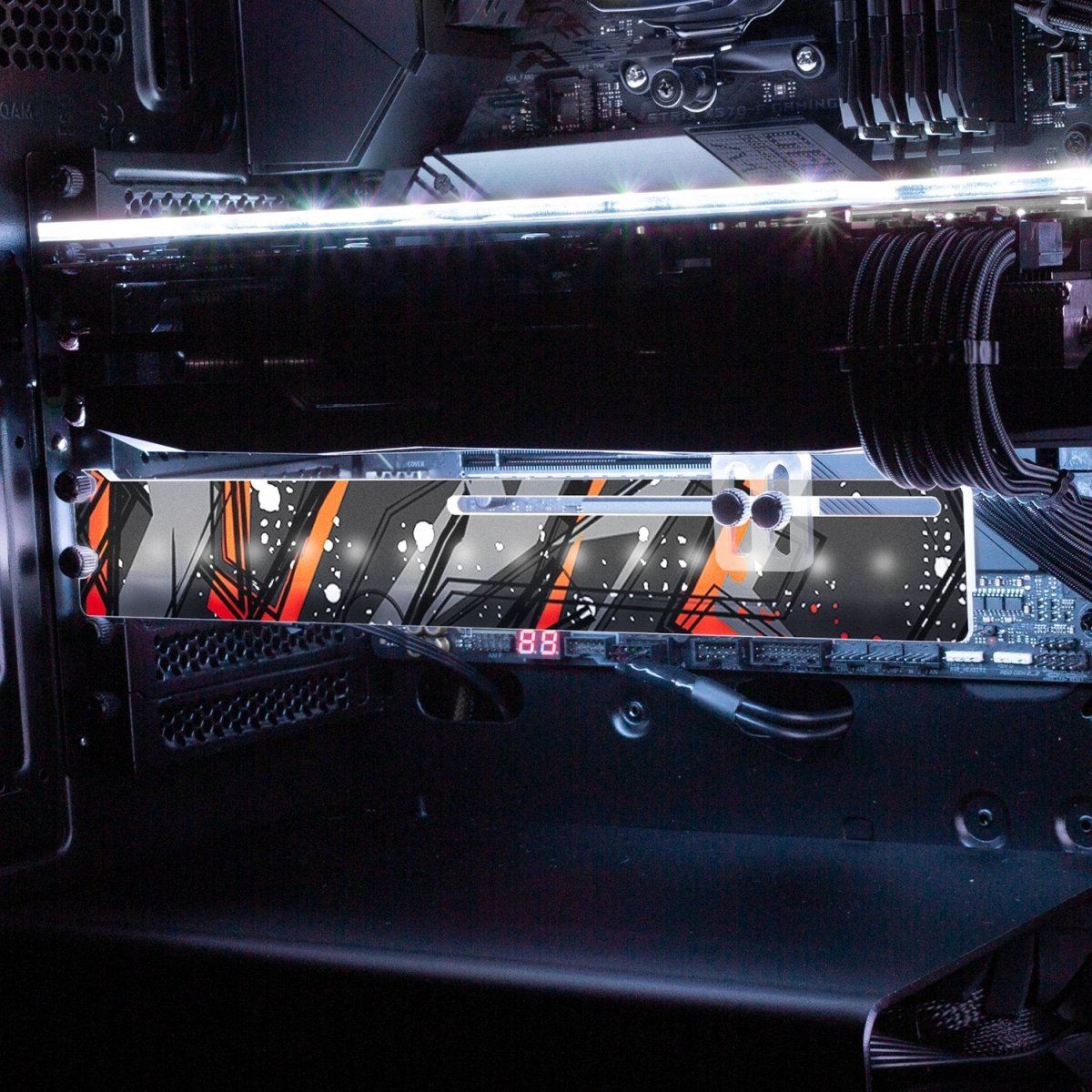 Red 80s Fury RGB GPU Support Bracket - V1Tech