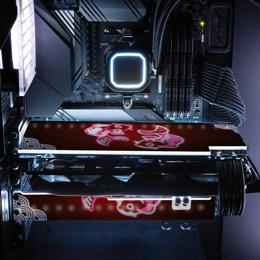 Red Neon Carpe Koi RGB GPU Backplate - Donnie Art - V1Tech