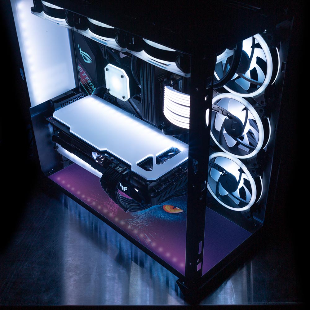Retro Cat Lian Li O11 Dynamic and XL Bottom Panel Plate Cover with ARGB LED Lighting - Ddjvigo - V1Tech