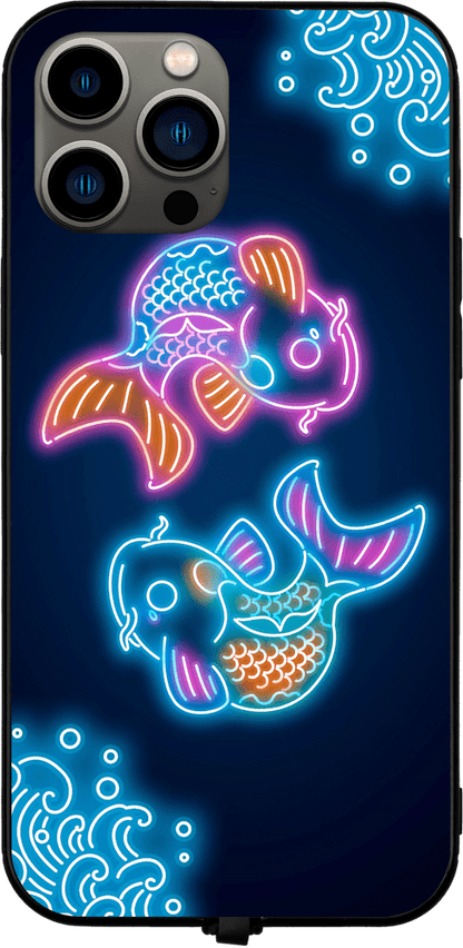 Retro Neon Carpe Koi RGB LED Protective Phone Case for iPhone and Samsung Models - Donnie Art - V1 Tech