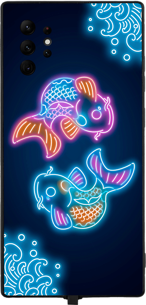 Retro Neon Carpe Koi RGB LED Protective Phone Case for iPhone and Samsung Models - Donnie Art - V1 Tech