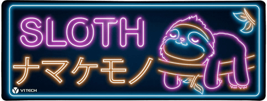 Retro Neon Kawaii Sloth Large Mouse Pad - Donnie Art - V1Tech