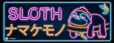 Retro Neon Kawaii Sloth Large Mouse Pad