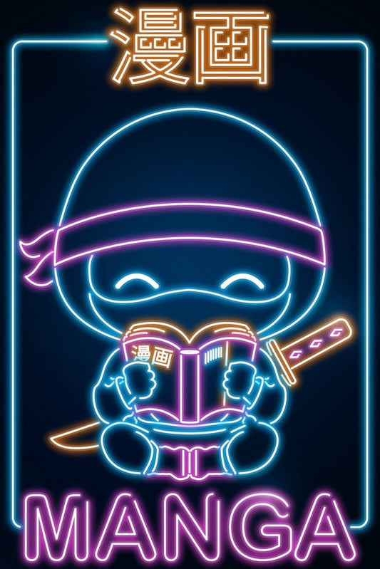 Retro Neon Manga Ninja Plexi Glass Wall Art - Donnie Art - V1Tech