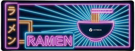 Retro Neon Ramen Sign Large Mouse Pad - Donnie Art - V1Tech