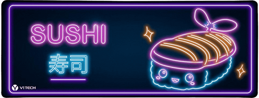Retro Neon Sushi Large Mouse Pad - Donnie Art - V1Tech