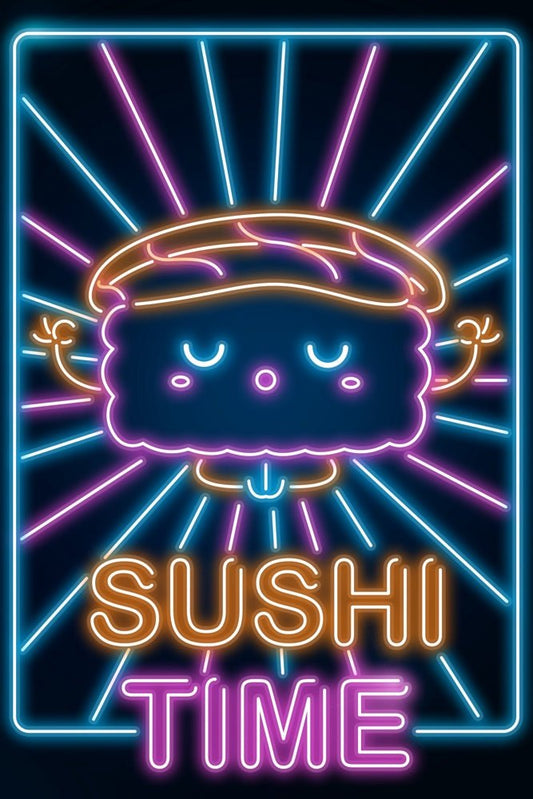 Retro Neon Sushi Time Plexi Glass Wall Art - Donnie Art - V1Tech