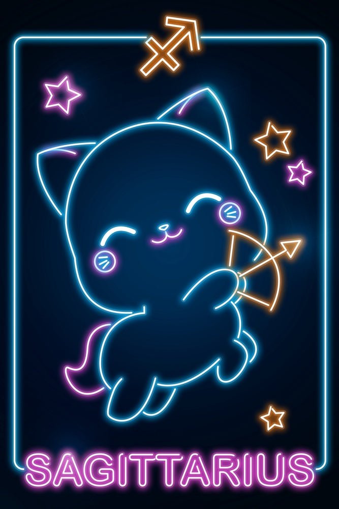 Retro Neon Zodiac Kawaii Sagittarius Plexi Glass Wall Art - Donnie Art - V1Tech