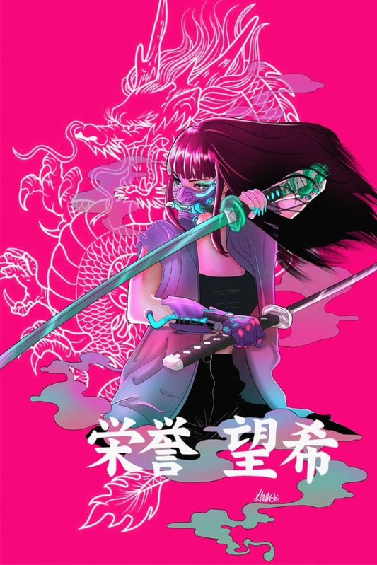 Samurai Pink Plexi Glass Wall Art - Kanashi_hitoo - V1Tech