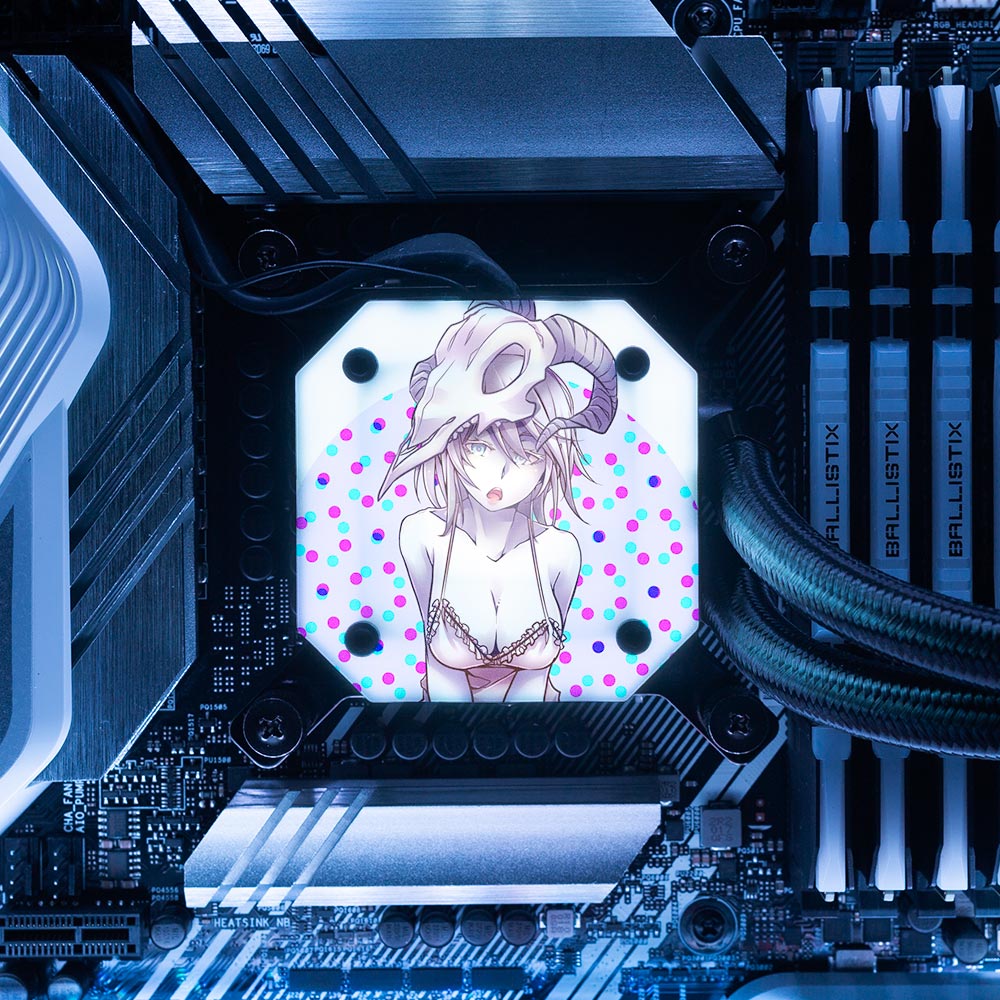 Shepherdess Pinup AIO Cover for Corsair iCUE ELITE CAPELLIX (H100i, H115i, H150i Black and White) - Ghost Data - V1Tech