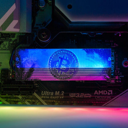 Soul of the Retro Bitcoin M.2 Heatsink Cover with ARGB Lighting - Donnie Art - V1Tech