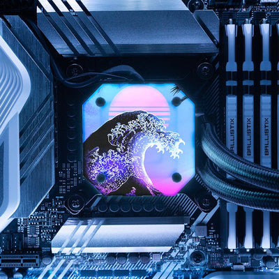 Soul of the Retrowave AIO Cover for Corsair iCUE ELITE CAPELLIX (H100i, H115i, H150i Black and White)