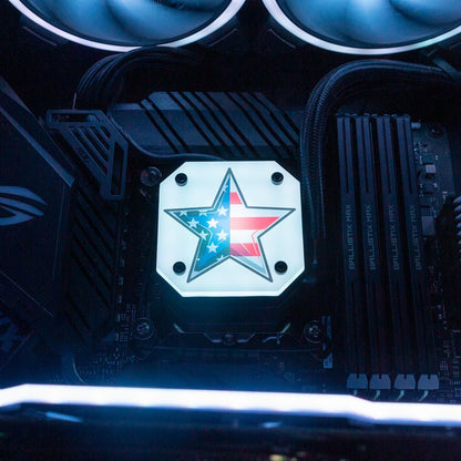 Star(s) and Stripes AIO Cover for Corsair iCUE ELITE CAPELLIX (H100i, H115i, H150i Black and White) - V1Tech