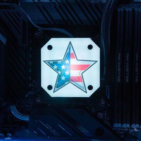 Star(s) and Stripes AIO Cover for Corsair iCUE ELITE CAPELLIX (H100i, H115i, H150i Black and White) - V1Tech