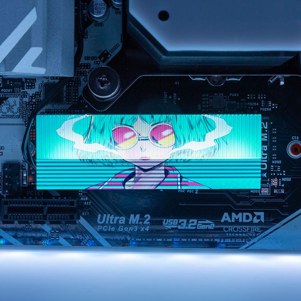 Striped Anime Girl M.2 Heatsink Cover with ARGB Lighting - YacilArt - V1Tech