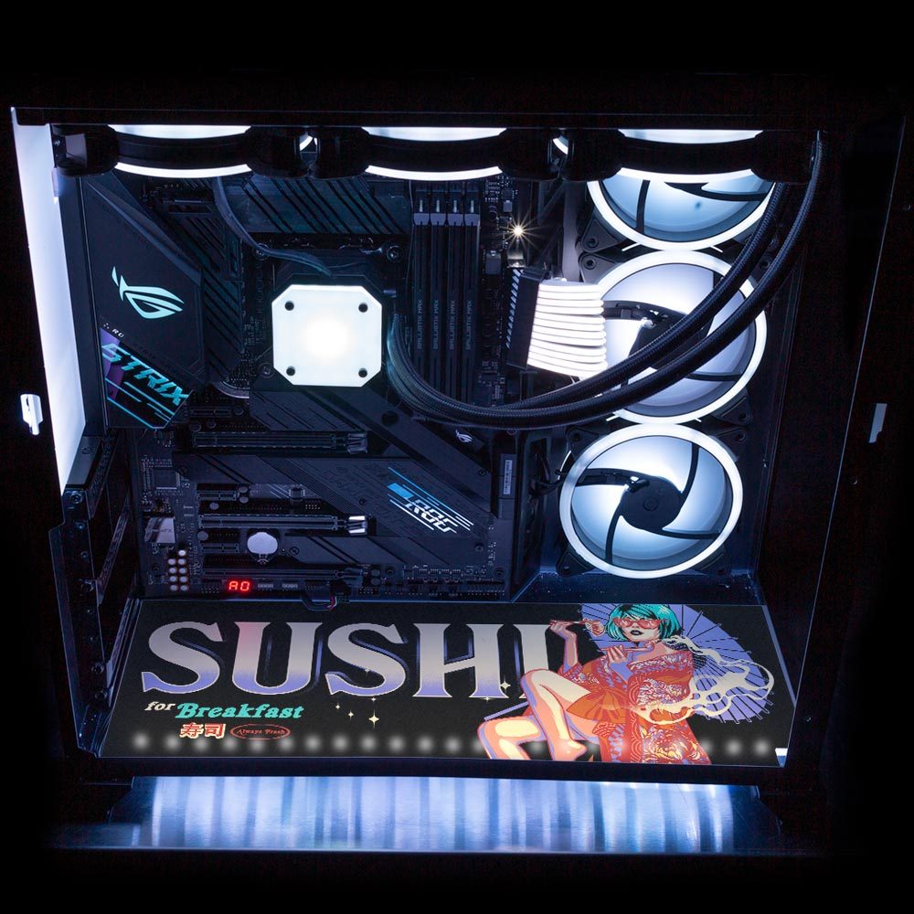 Sushi Perched Geisha Lian Li O11 Dynamic and XL Bottom Panel Plate Cover with ARGB LED Lighting - HeyMoonly - V1Tech