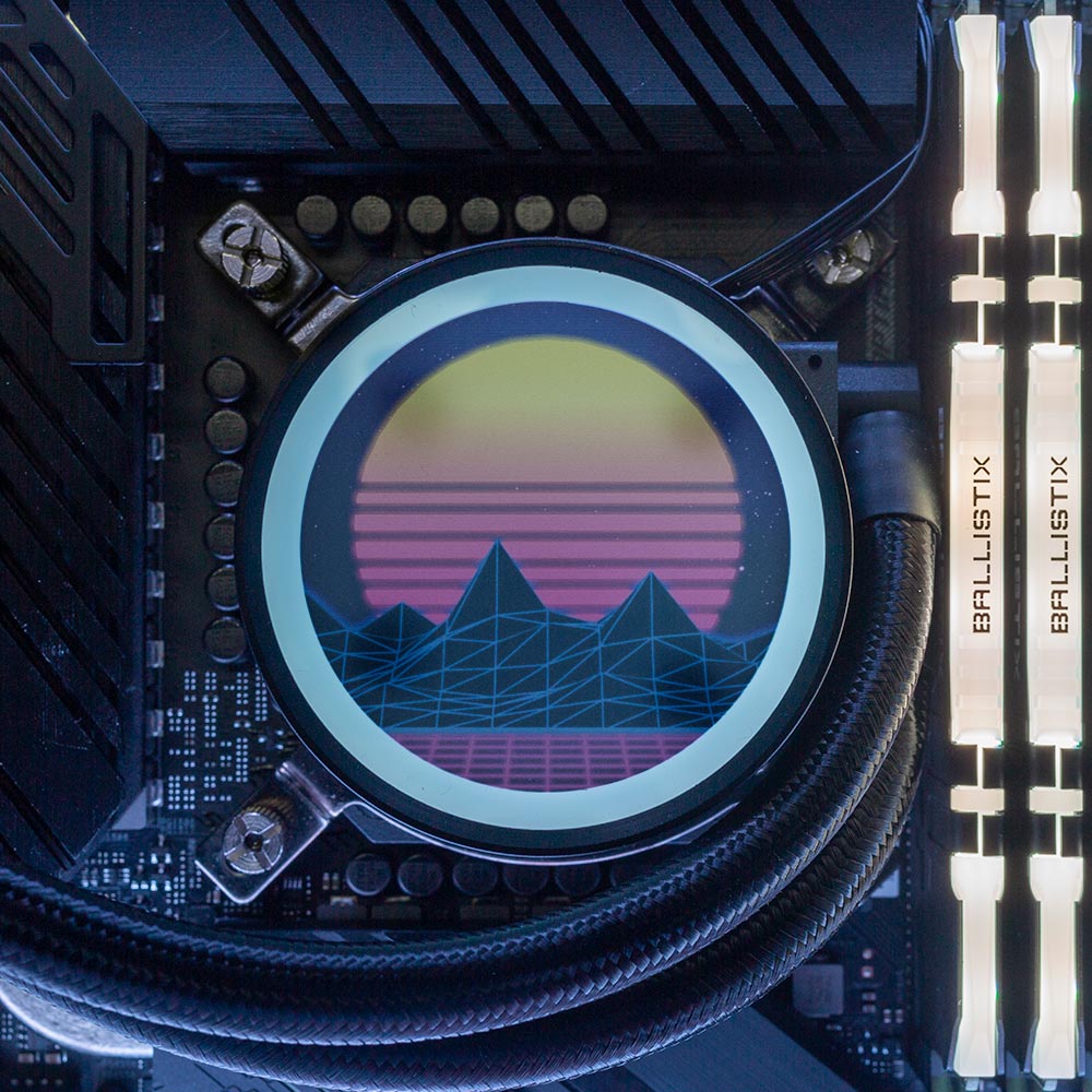 Synthwave Sunset AIO Cover for Cooler Master MasterLiquid Mirror CM ML240 ML280 ML360 ARGB - V1Tech