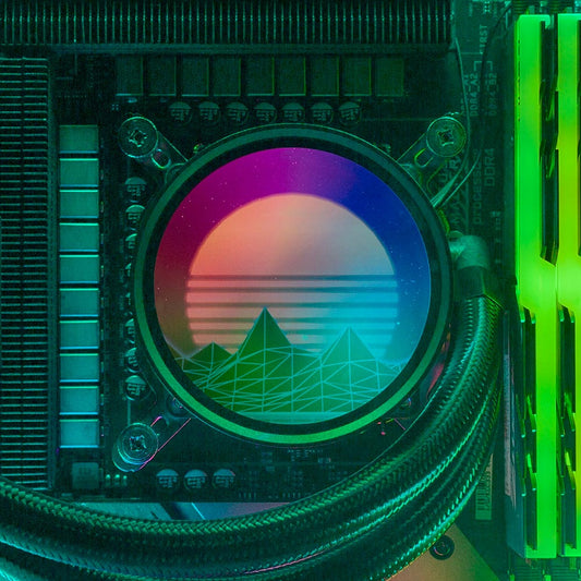 Synthwave Sunset AIO Cover for DeepCool Castle 240EX 280EX 360EX Addressable RGB - V1Tech