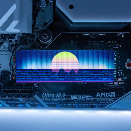 Synthwave Sunset M.2 Heatsink Cover with ARGB Lighting - V1Tech