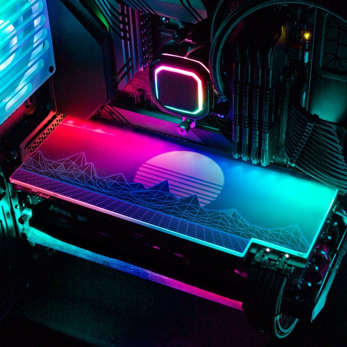 Synthwave Sunset RGB GPU Backplate - V1Tech
