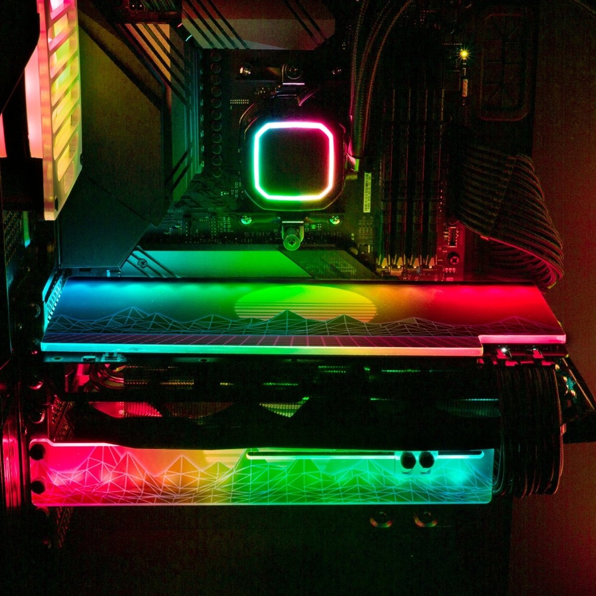 Synthwave Sunset RGB GPU Support Bracket - V1Tech