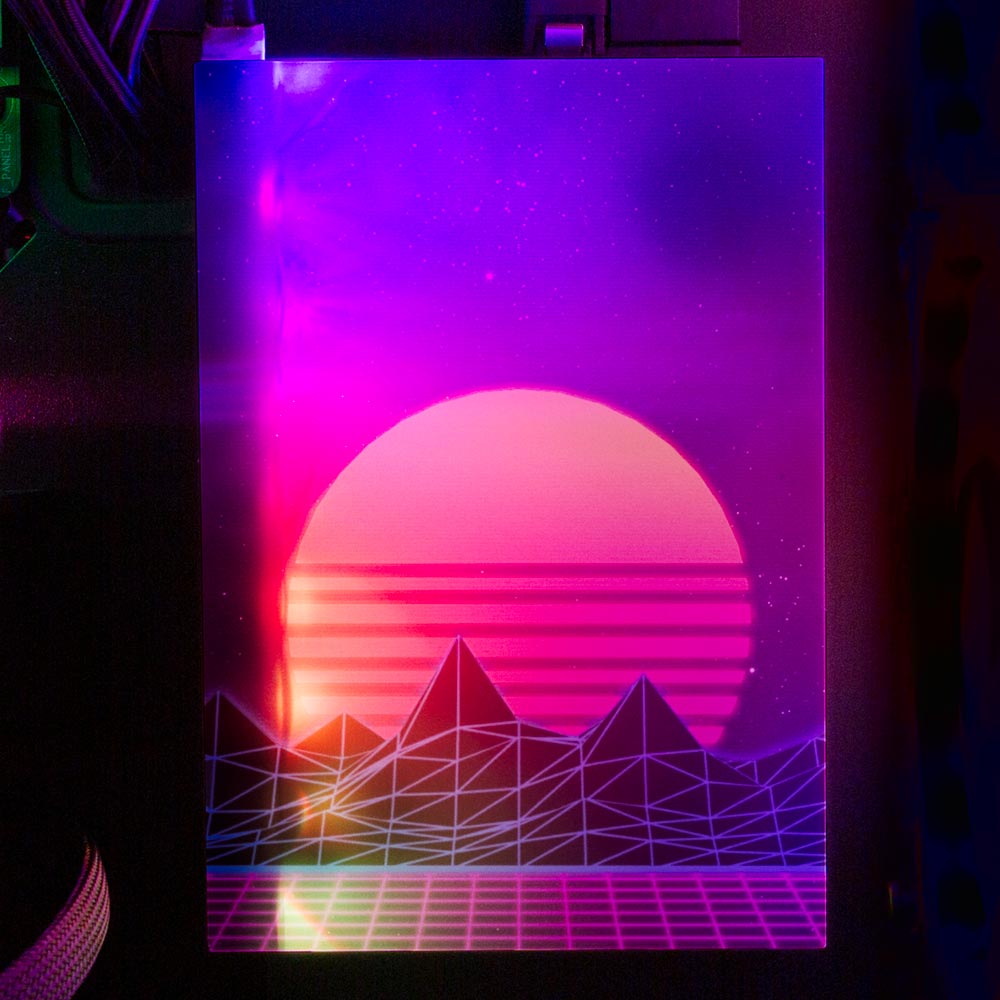 Synthwave Sunset RGB HDD Cover Vertical - V1Tech