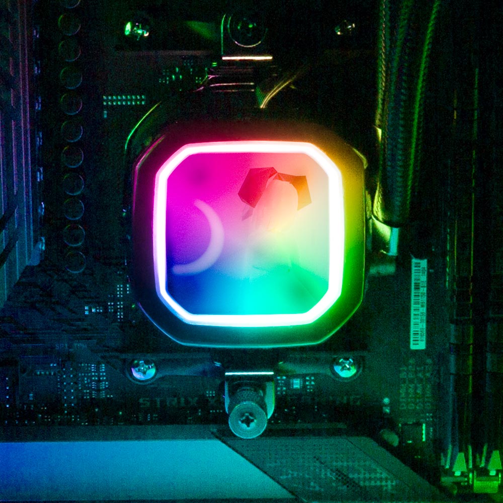 The Cathedral AIO Cover for Corsair RGB Hydro Platinum and Pro Series (H100i, H115i, H150i, H100X, XT, X, SE, H60) - Ghost Data - V1Tech