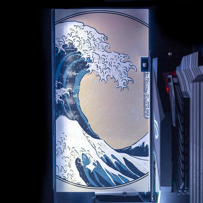 The Great Wave Lian Li O11 and Dynamic and XL Rear Panel Plate Cover with ARGB LED Lighting