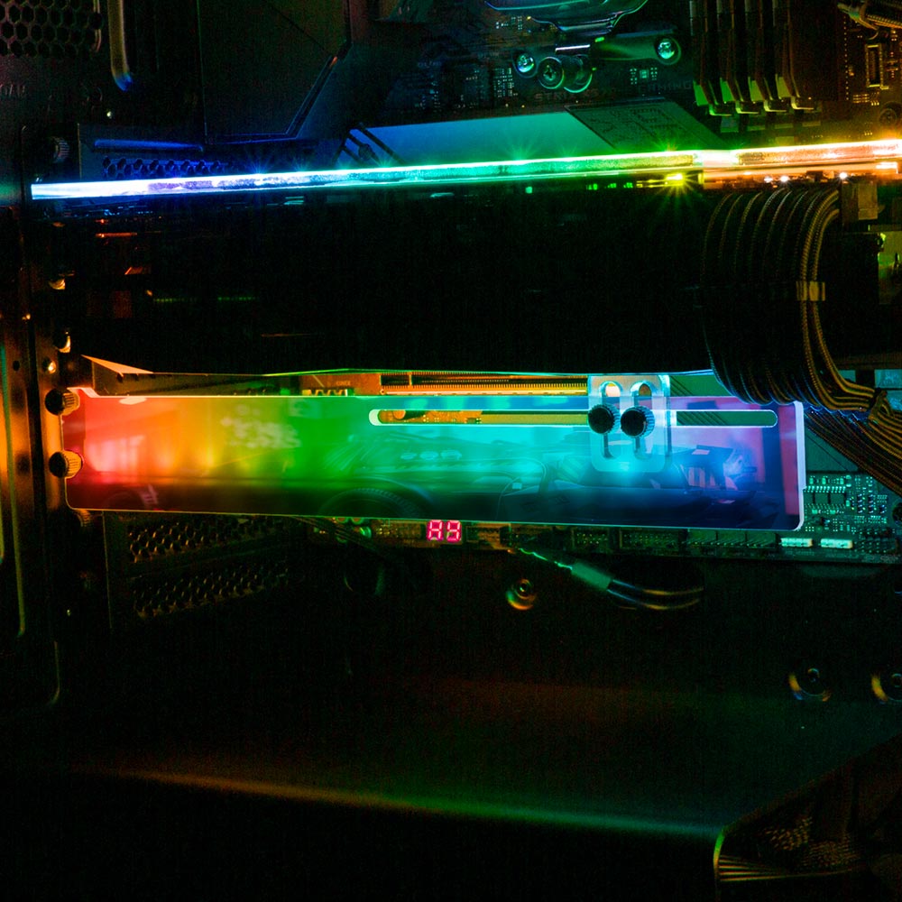 The New DeLorean 2 RGB GPU Support Bracket - Skie Graphic Studio - V1Tech