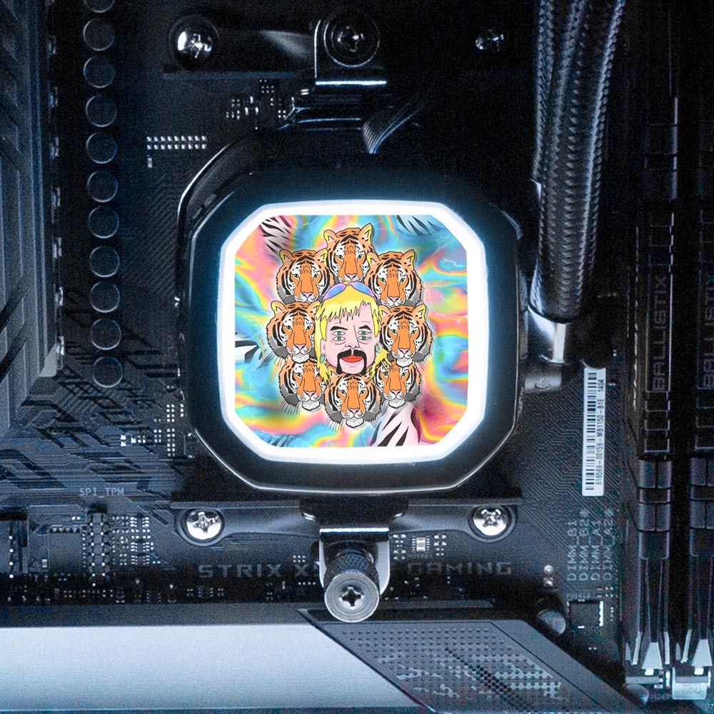 Tiger Universe AIO Cover for Corsair RGB Hydro Platinum and Pro Series (H100i, H115i, H150i, H100X, XT, X, SE, H60) - Javilostcontrol - V1Tech