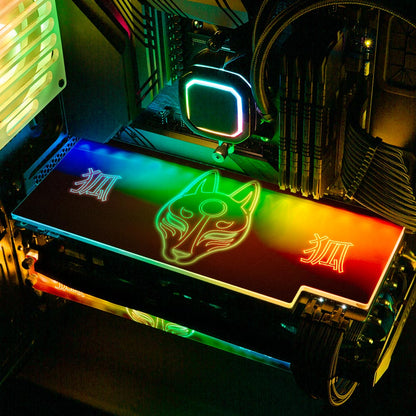V2 Neon Kitsune Mask RGB GPU Backplate - Donnie Art - V1Tech